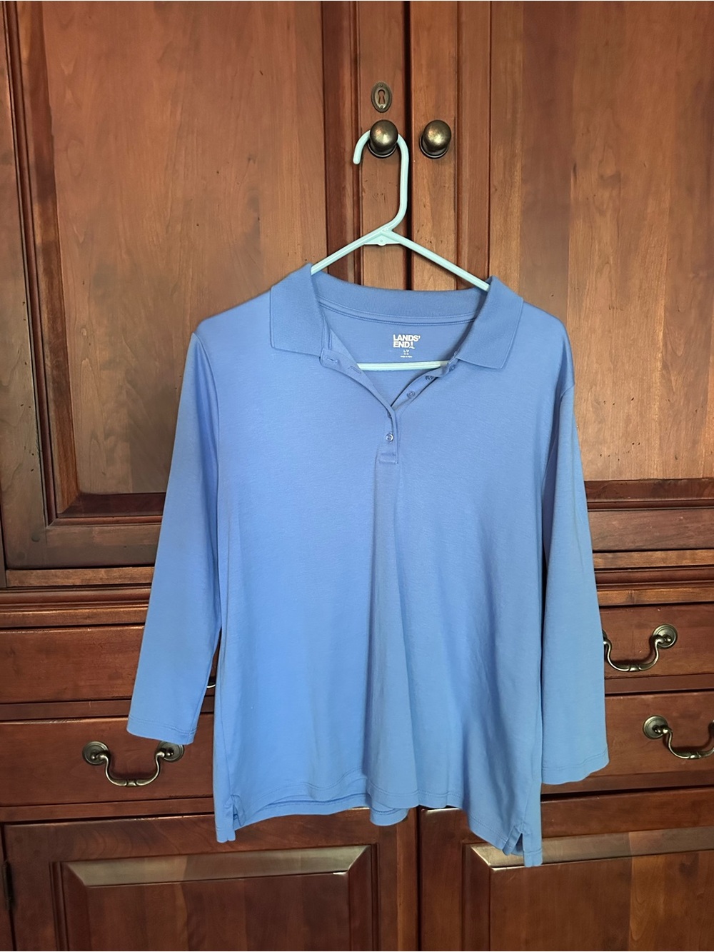 Lands' End Soft Sky Blue long Sleeve Polo